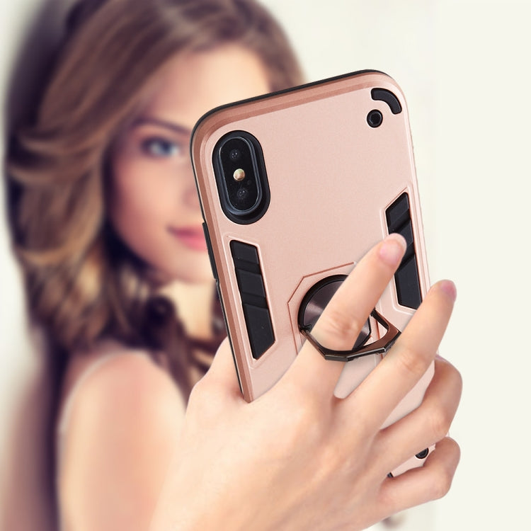 For iPhone XS Max 2 in 1 Armour Series PC + TPU Protective Case with Ring Holder