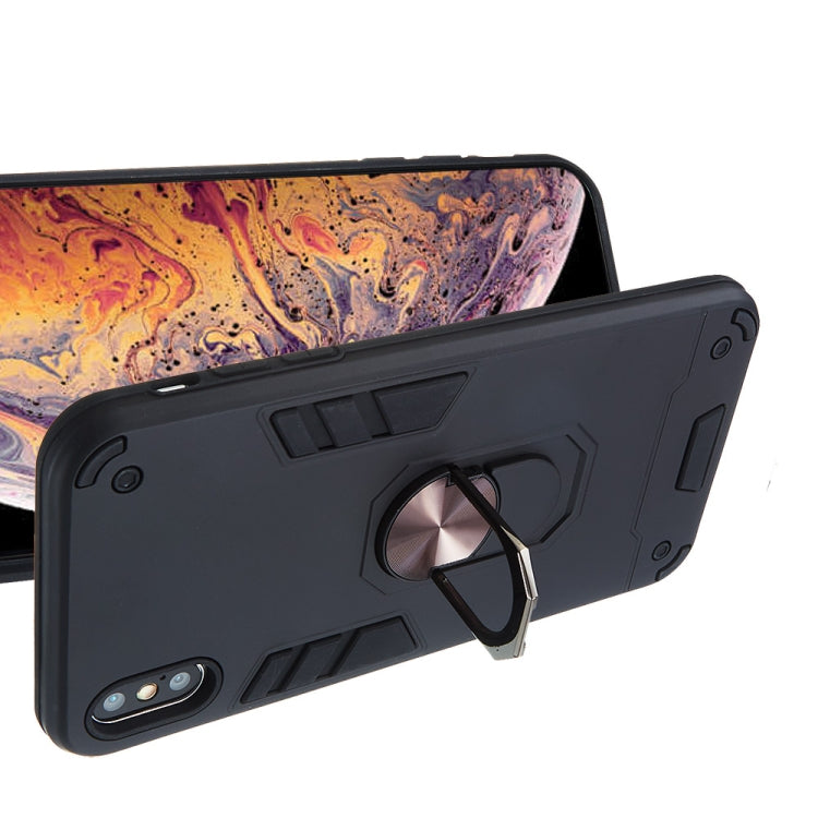 For iPhone XS Max 2 in 1 Armour Series PC + TPU Protective Case with Ring Holder