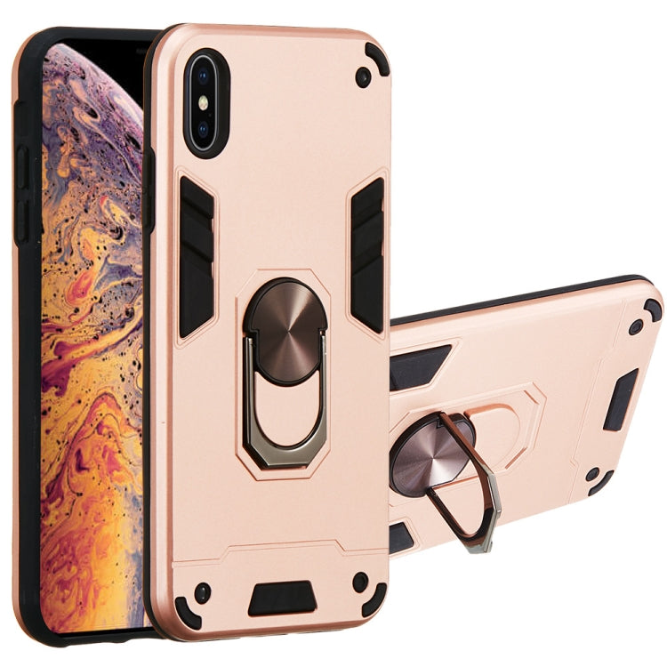 For iPhone XS Max 2 in 1 Armour Series PC + TPU Protective Case with Ring Holder