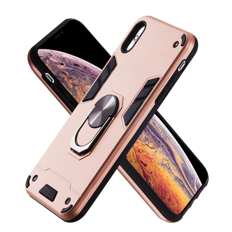 For iPhone XS Max 2 in 1 Armour Series PC + TPU Protective Case with Ring Holder