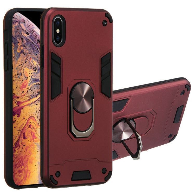 For iPhone XS Max 2 in 1 Armour Series PC + TPU Protective Case with Ring Holder