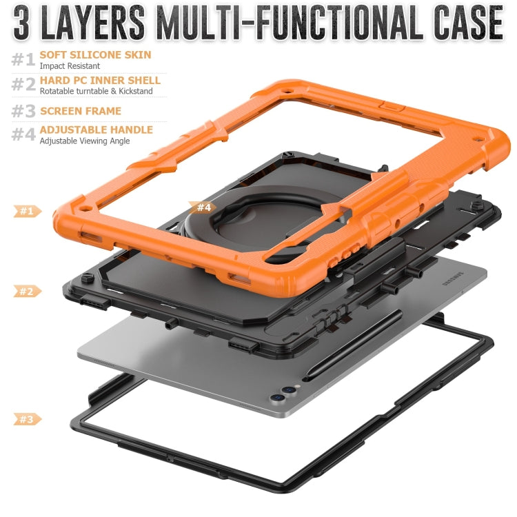 For Samsung Galaxy Tab S10 Ultra D Type Silicone Hybrid PC Tablet Case with Handle Holder