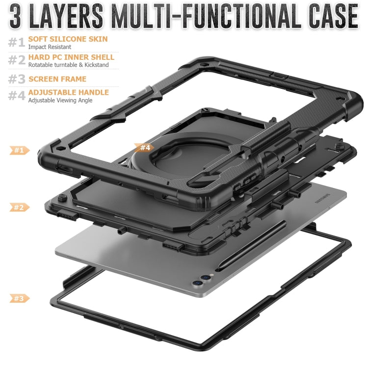 For Samsung Galaxy Tab S10 Ultra D Type Silicone Hybrid PC Tablet Case with Handle Holder