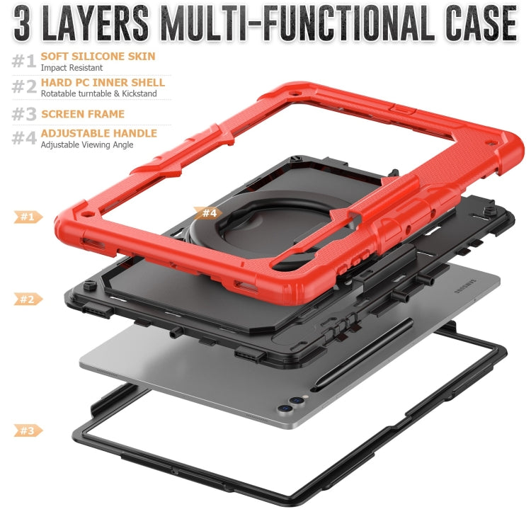 For Samsung Galaxy Tab S10 Ultra D Type Silicone Hybrid PC Tablet Case with Handle Holder