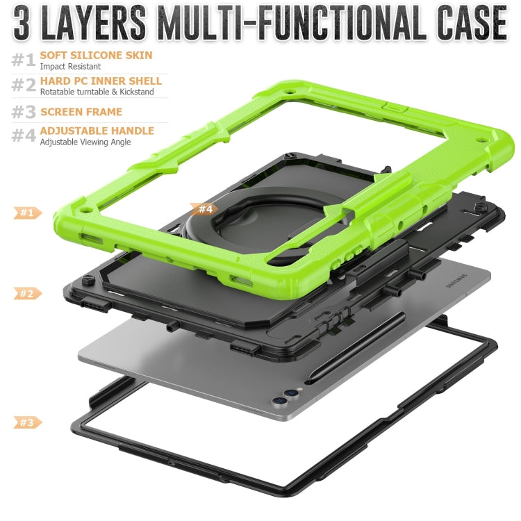 For Samsung Galaxy Tab S10 Ultra D Type Silicone Hybrid PC Tablet Case with Handle Holder
