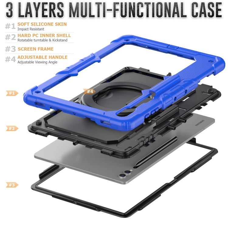 For Samsung Galaxy Tab S10 Ultra D Type Silicone Hybrid PC Tablet Case with Handle Holder