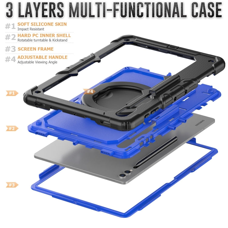 For Samsung Galaxy Tab S10 Ultra D Type Silicone Hybrid PC Tablet Case with Handle Holder