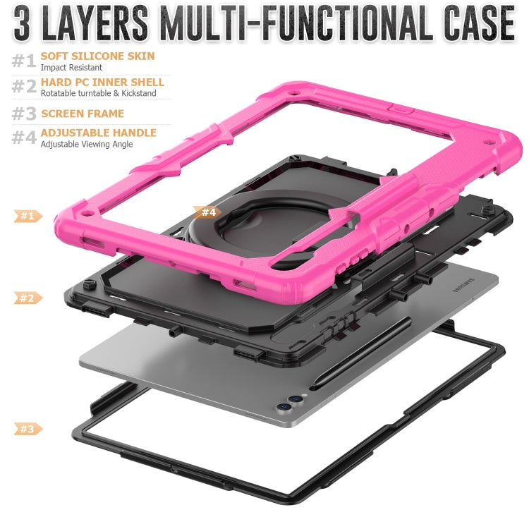 For Samsung Galaxy Tab S10 Ultra D Type Silicone Hybrid PC Tablet Case with Handle Holder
