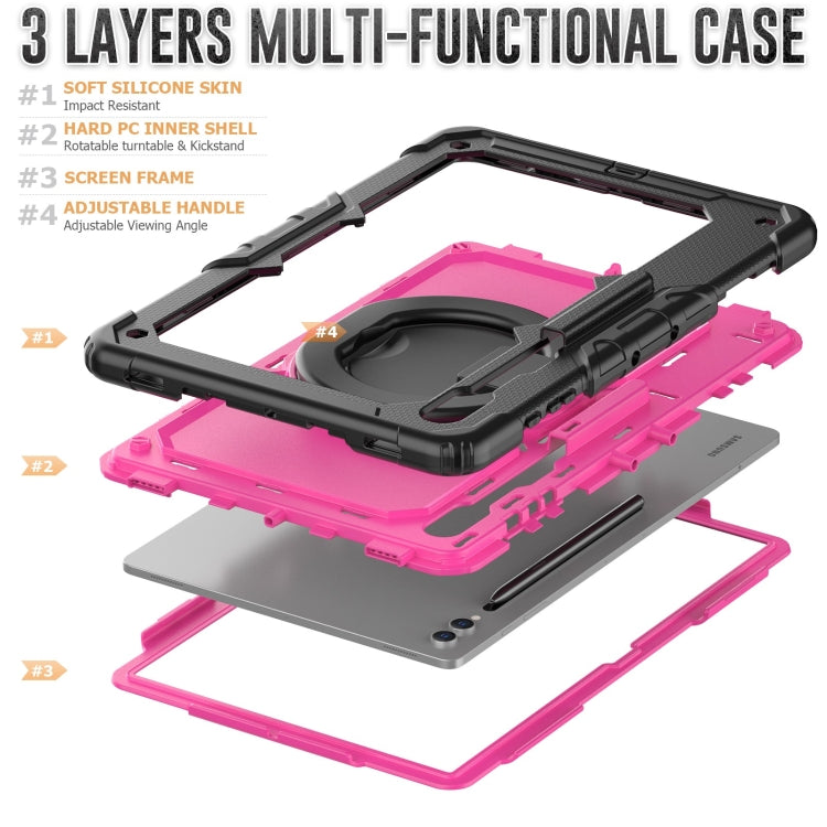 For Samsung Galaxy Tab S10 Ultra D Type Silicone Hybrid PC Tablet Case with Handle Holder