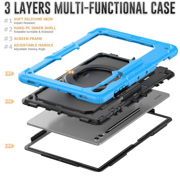 For Samsung Galaxy Tab S10 Ultra D Type Silicone Hybrid PC Tablet Case with Handle Holder