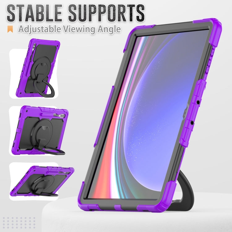 For Samsung Galaxy Tab S10 Ultra D Type Silicone Hybrid PC Tablet Case with Handle Holder