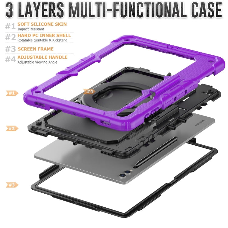 For Samsung Galaxy Tab S10 Ultra D Type Silicone Hybrid PC Tablet Case with Handle Holder