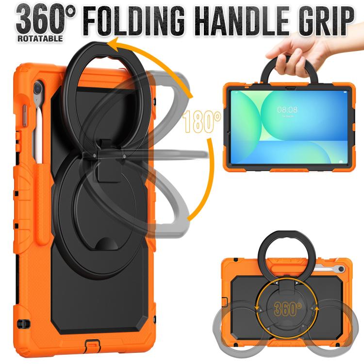 For Samsung Galaxy Tab S10 FE+ D Type Silicone Hybrid PC Tablet Case with Handle Holder