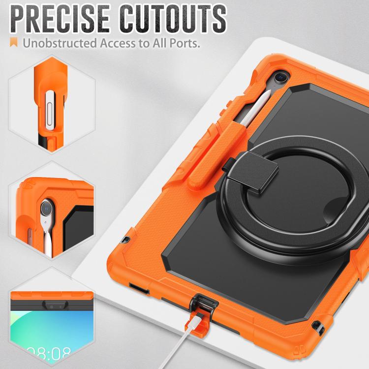 For Samsung Galaxy Tab S10 FE+ D Type Silicone Hybrid PC Tablet Case with Handle Holder