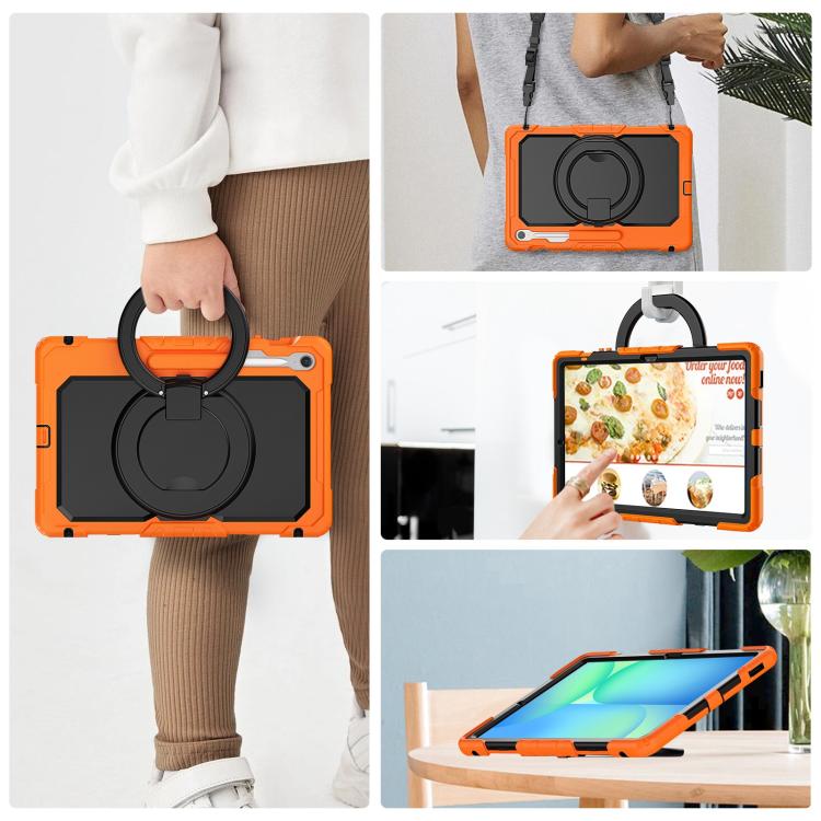 For Samsung Galaxy Tab S10 FE+ D Type Silicone Hybrid PC Tablet Case with Handle Holder