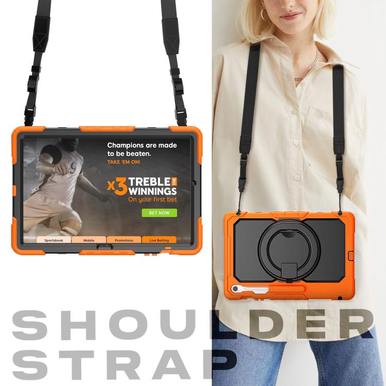 For Samsung Galaxy Tab S10 FE+ D Type Silicone Hybrid PC Tablet Case with Handle Holder