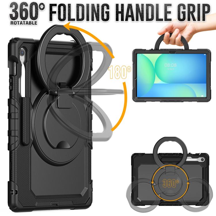 For Samsung Galaxy Tab S10 FE+ D Type Silicone Hybrid PC Tablet Case with Handle Holder