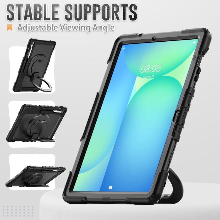 For Samsung Galaxy Tab S10 FE+ D Type Silicone Hybrid PC Tablet Case with Handle Holder
