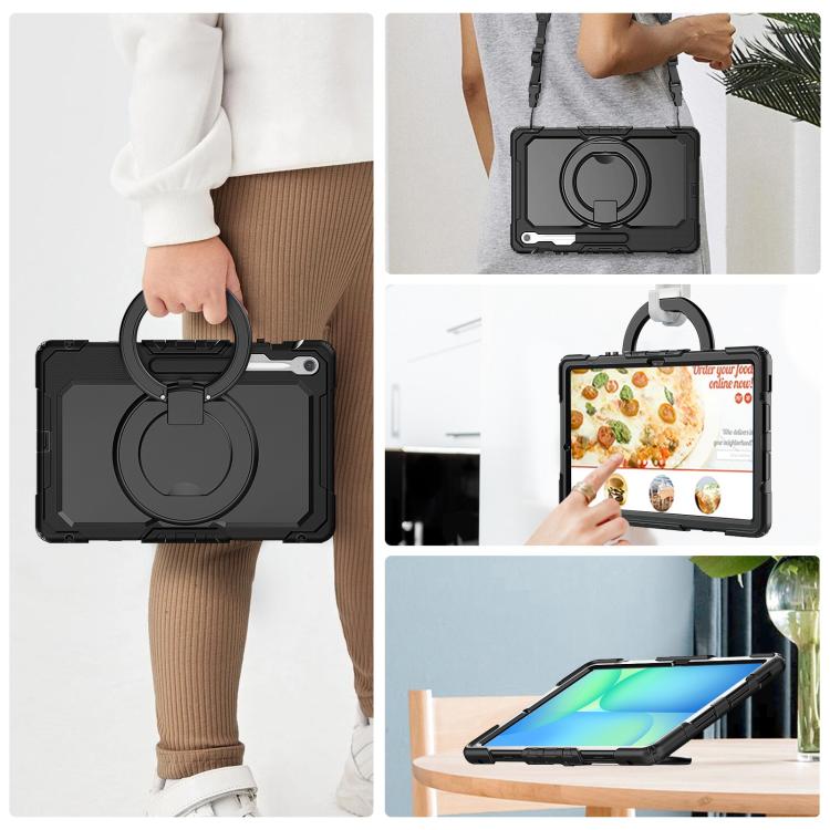 For Samsung Galaxy Tab S10 FE+ D Type Silicone Hybrid PC Tablet Case with Handle Holder