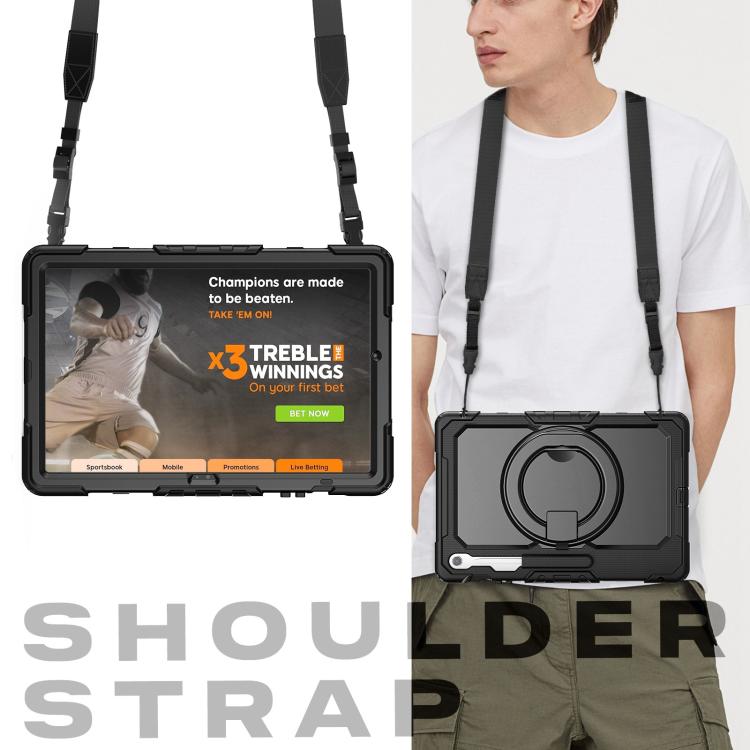 For Samsung Galaxy Tab S10 FE+ D Type Silicone Hybrid PC Tablet Case with Handle Holder