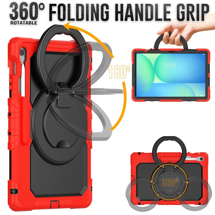 For Samsung Galaxy Tab S10 FE+ D Type Silicone Hybrid PC Tablet Case with Handle Holder