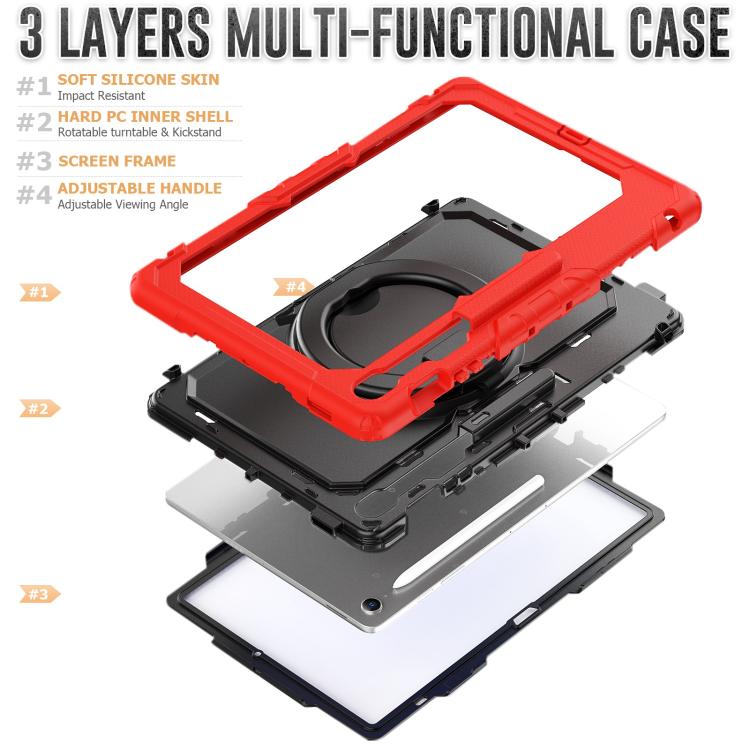 For Samsung Galaxy Tab S10 FE+ D Type Silicone Hybrid PC Tablet Case with Handle Holder