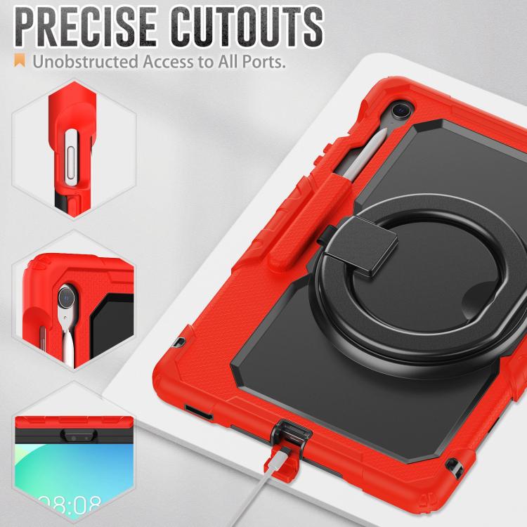 For Samsung Galaxy Tab S10 FE+ D Type Silicone Hybrid PC Tablet Case with Handle Holder
