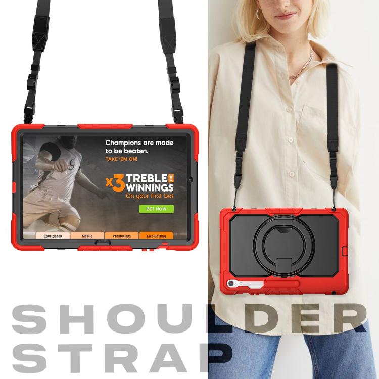 For Samsung Galaxy Tab S10 FE+ D Type Silicone Hybrid PC Tablet Case with Handle Holder