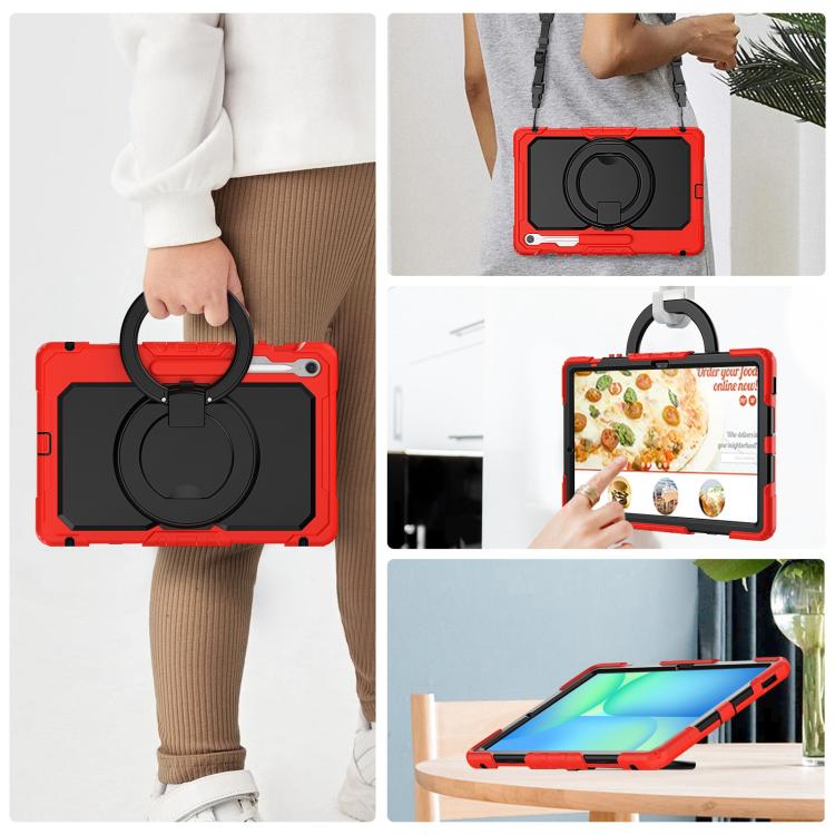 For Samsung Galaxy Tab S10 FE+ D Type Silicone Hybrid PC Tablet Case with Handle Holder