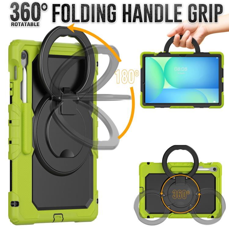 For Samsung Galaxy Tab S10 FE+ D Type Silicone Hybrid PC Tablet Case with Handle Holder