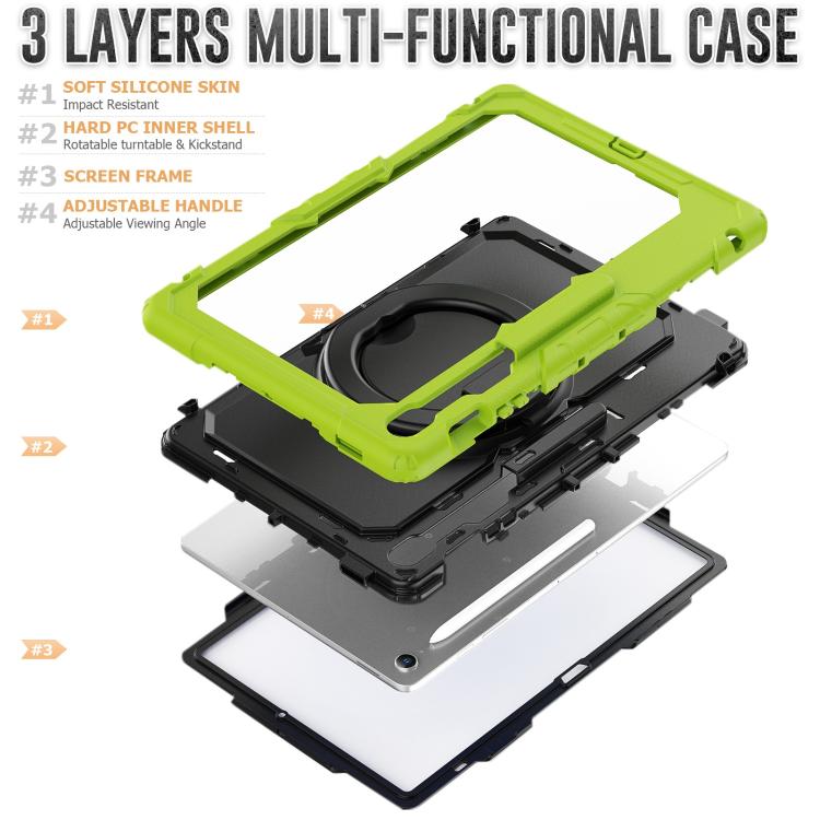 For Samsung Galaxy Tab S10 FE+ D Type Silicone Hybrid PC Tablet Case with Handle Holder