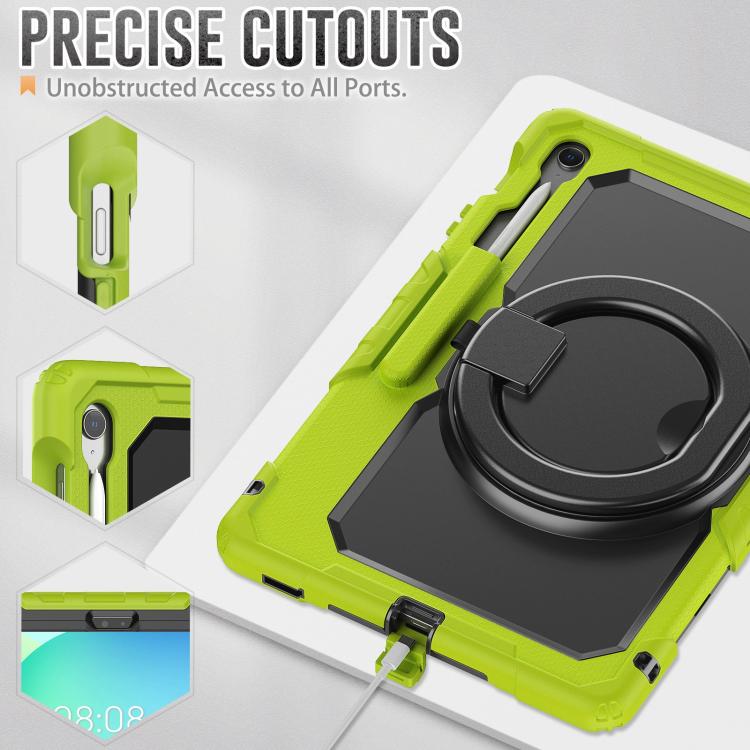 For Samsung Galaxy Tab S10 FE+ D Type Silicone Hybrid PC Tablet Case with Handle Holder
