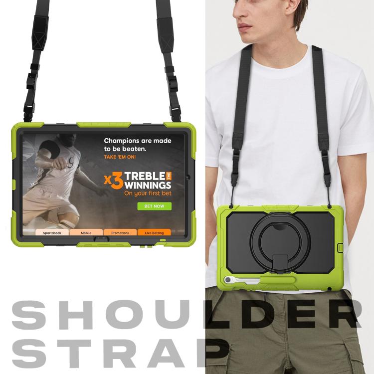 For Samsung Galaxy Tab S10 FE+ D Type Silicone Hybrid PC Tablet Case with Handle Holder
