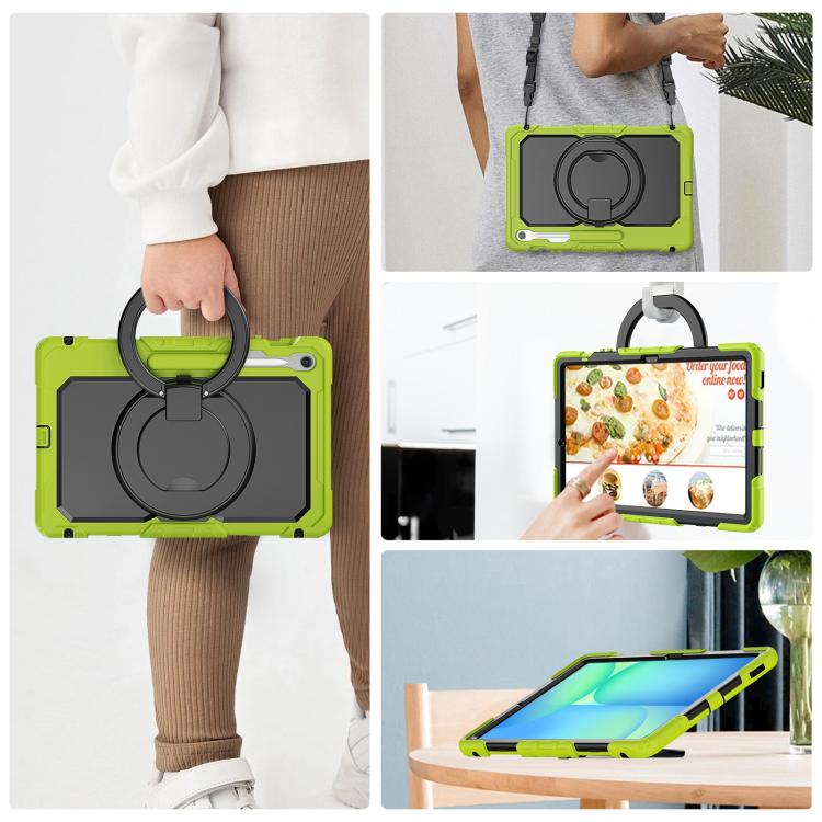 For Samsung Galaxy Tab S10 FE+ D Type Silicone Hybrid PC Tablet Case with Handle Holder