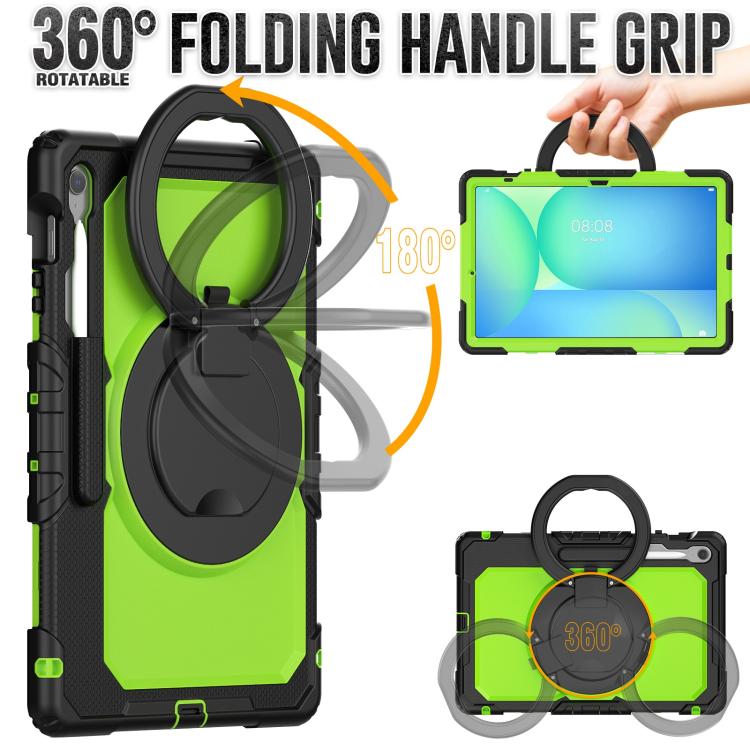 For Samsung Galaxy Tab S10 FE+ D Type Silicone Hybrid PC Tablet Case with Handle Holder