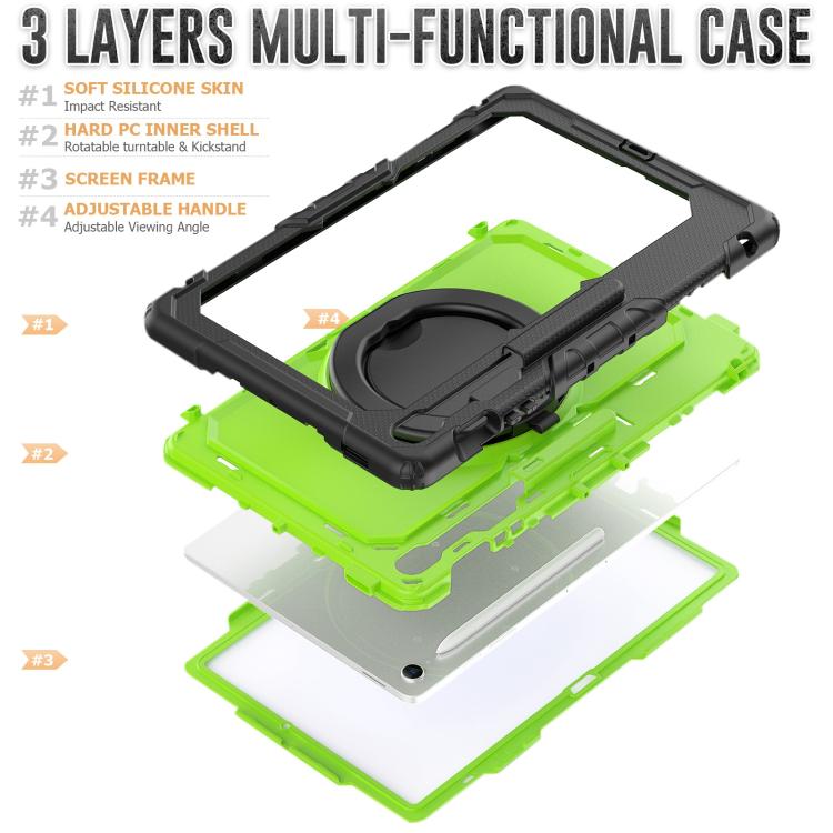 For Samsung Galaxy Tab S10 FE+ D Type Silicone Hybrid PC Tablet Case with Handle Holder