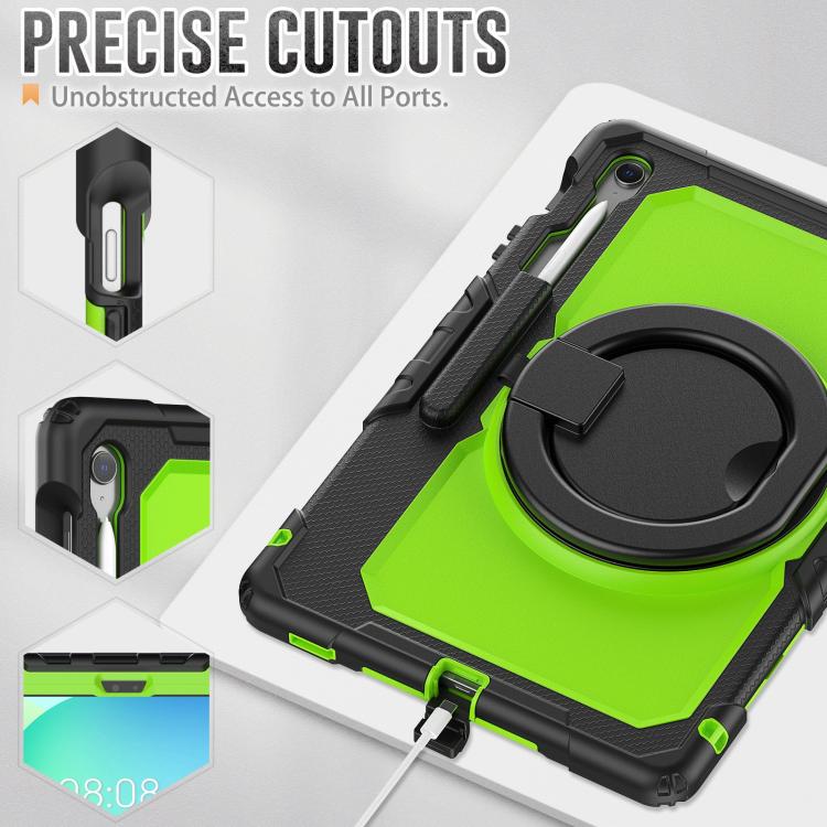 For Samsung Galaxy Tab S10 FE+ D Type Silicone Hybrid PC Tablet Case with Handle Holder