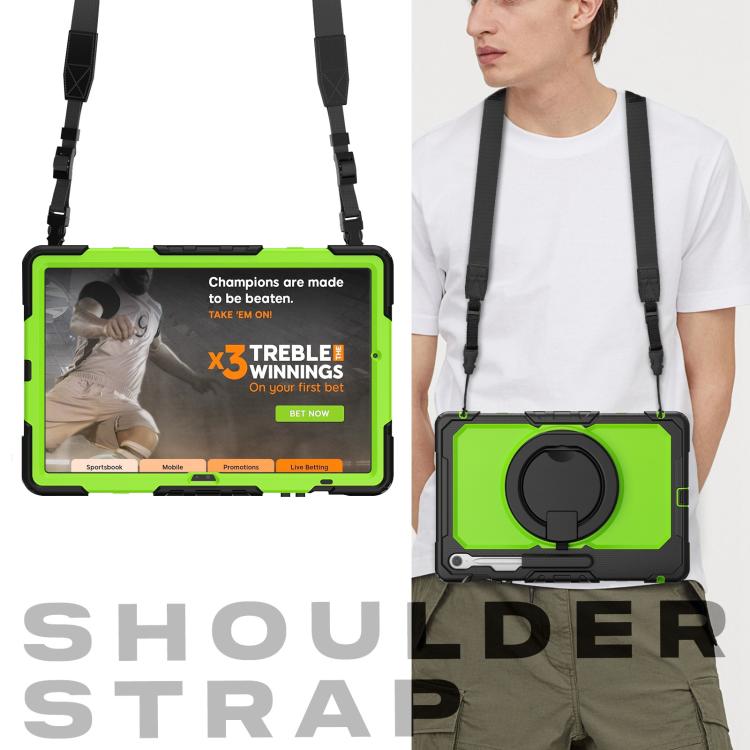 For Samsung Galaxy Tab S10 FE+ D Type Silicone Hybrid PC Tablet Case with Handle Holder