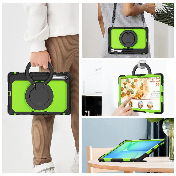For Samsung Galaxy Tab S10 FE+ D Type Silicone Hybrid PC Tablet Case with Handle Holder