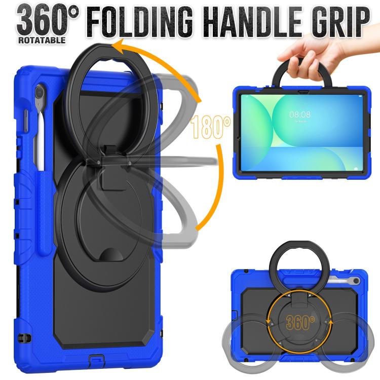 For Samsung Galaxy Tab S10 FE+ D Type Silicone Hybrid PC Tablet Case with Handle Holder