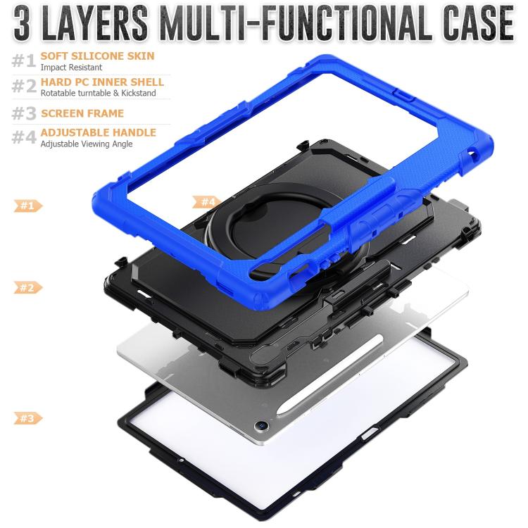 For Samsung Galaxy Tab S10 FE+ D Type Silicone Hybrid PC Tablet Case with Handle Holder
