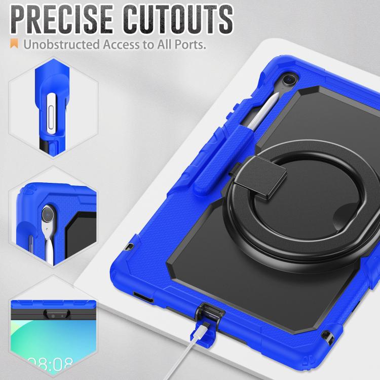 For Samsung Galaxy Tab S10 FE+ D Type Silicone Hybrid PC Tablet Case with Handle Holder