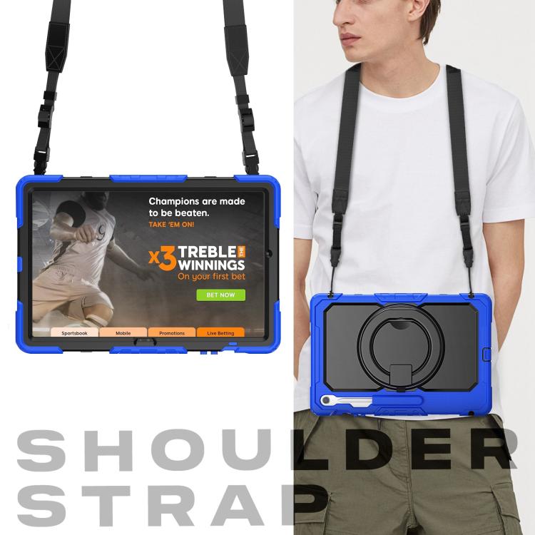 For Samsung Galaxy Tab S10 FE+ D Type Silicone Hybrid PC Tablet Case with Handle Holder