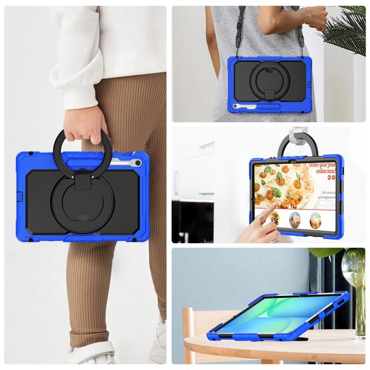 For Samsung Galaxy Tab S10 FE+ D Type Silicone Hybrid PC Tablet Case with Handle Holder