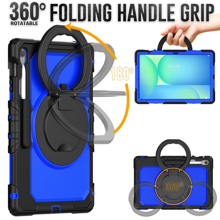 For Samsung Galaxy Tab S10 FE+ D Type Silicone Hybrid PC Tablet Case with Handle Holder