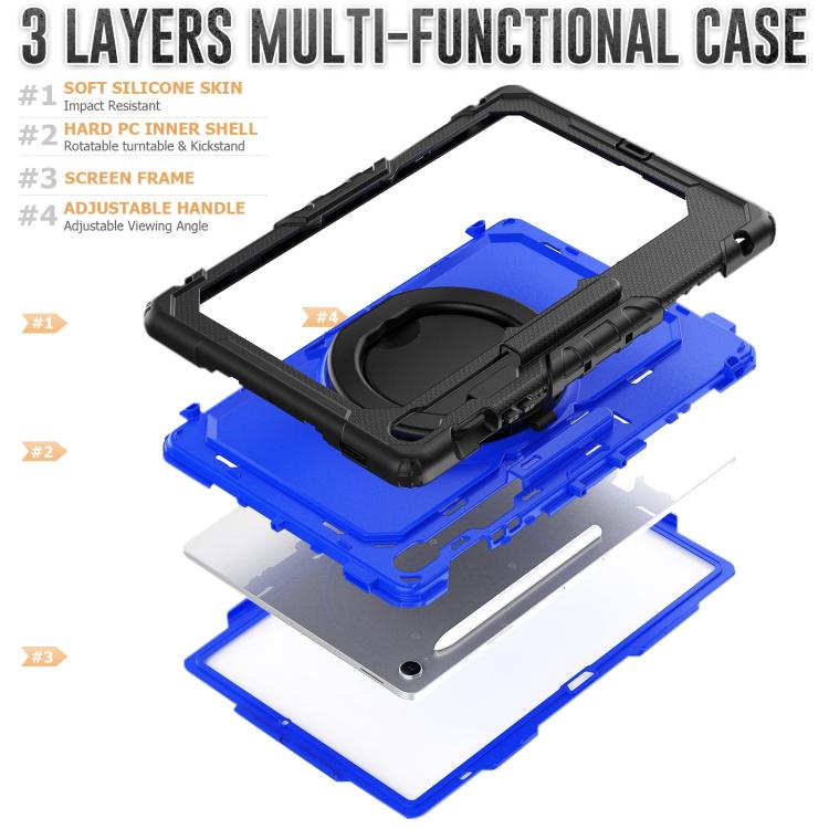 For Samsung Galaxy Tab S10 FE+ D Type Silicone Hybrid PC Tablet Case with Handle Holder