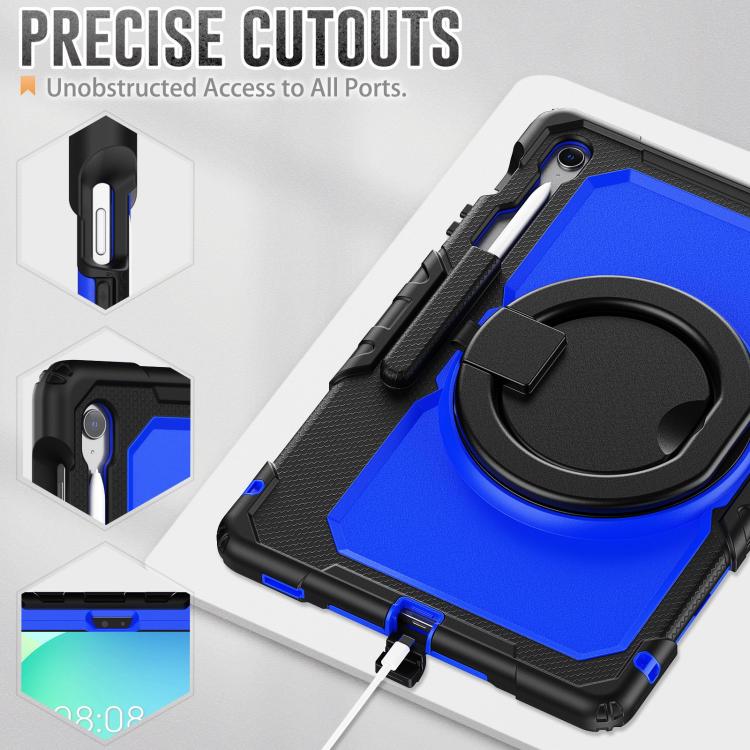 For Samsung Galaxy Tab S10 FE+ D Type Silicone Hybrid PC Tablet Case with Handle Holder