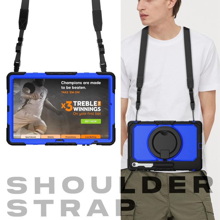 For Samsung Galaxy Tab S10 FE+ D Type Silicone Hybrid PC Tablet Case with Handle Holder