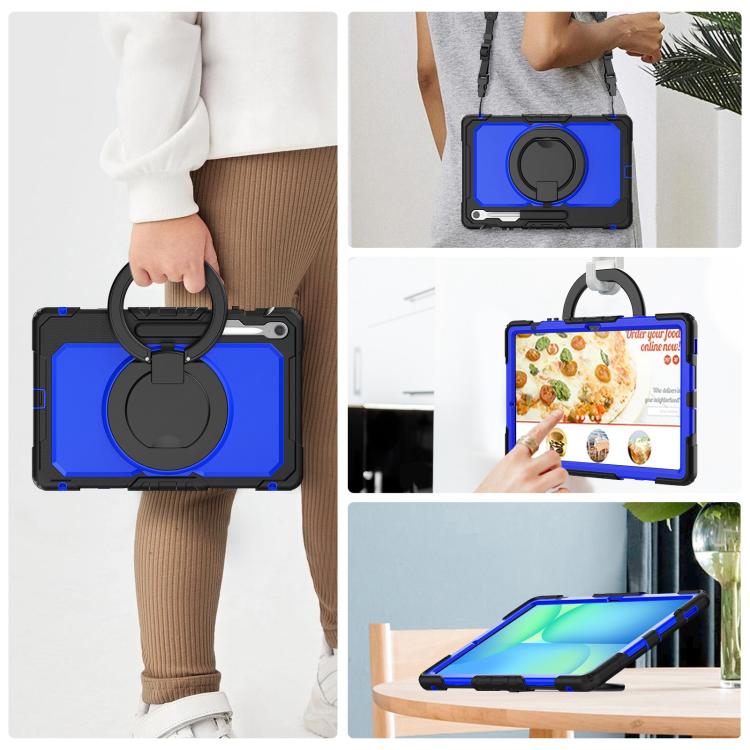 For Samsung Galaxy Tab S10 FE+ D Type Silicone Hybrid PC Tablet Case with Handle Holder