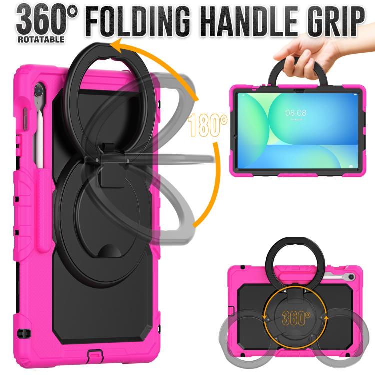 For Samsung Galaxy Tab S10 FE+ D Type Silicone Hybrid PC Tablet Case with Handle Holder